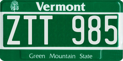 VT license plate ZTT985