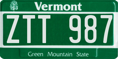 VT license plate ZTT987