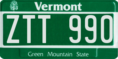 VT license plate ZTT990