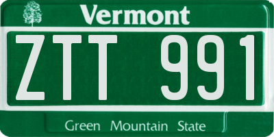 VT license plate ZTT991