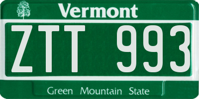 VT license plate ZTT993