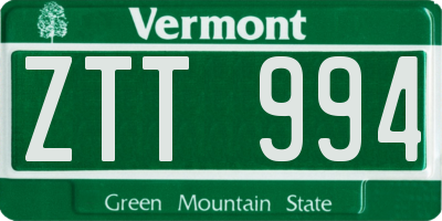 VT license plate ZTT994