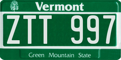 VT license plate ZTT997