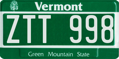 VT license plate ZTT998