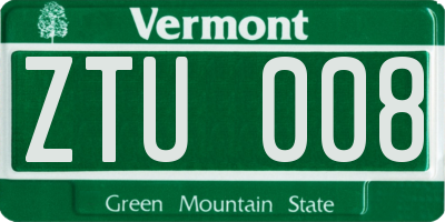 VT license plate ZTU008