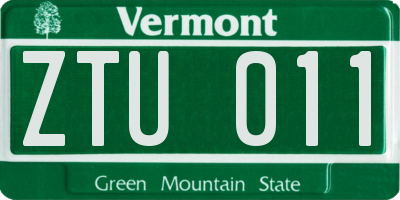 VT license plate ZTU011