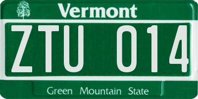 VT license plate ZTU014
