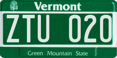 VT license plate ZTU020