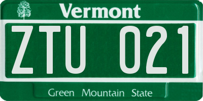 VT license plate ZTU021