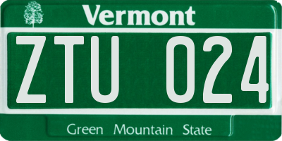 VT license plate ZTU024