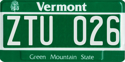VT license plate ZTU026