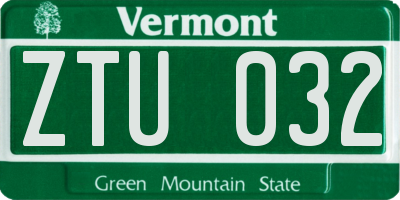 VT license plate ZTU032