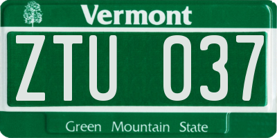 VT license plate ZTU037