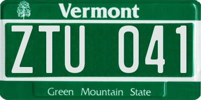 VT license plate ZTU041