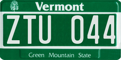 VT license plate ZTU044