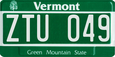 VT license plate ZTU049