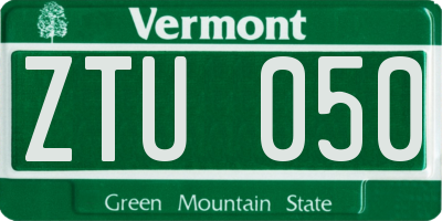 VT license plate ZTU050