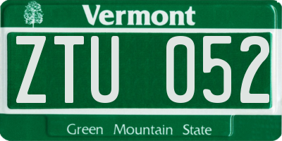 VT license plate ZTU052