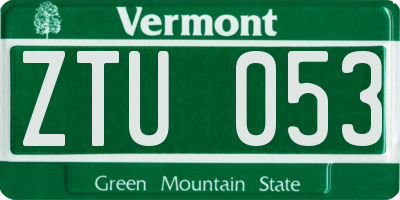 VT license plate ZTU053