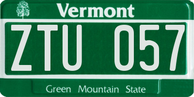 VT license plate ZTU057