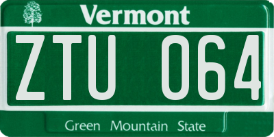 VT license plate ZTU064