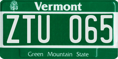VT license plate ZTU065