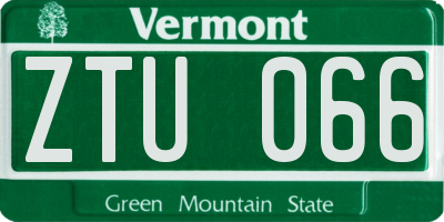 VT license plate ZTU066