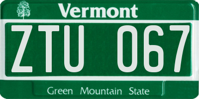 VT license plate ZTU067