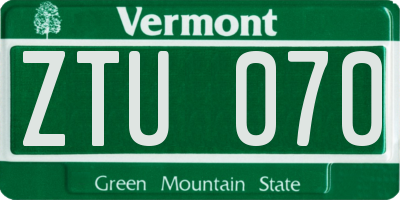 VT license plate ZTU070