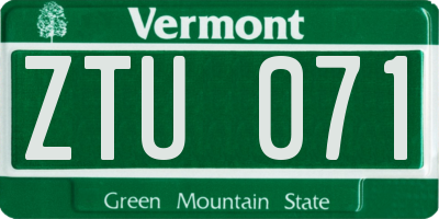 VT license plate ZTU071