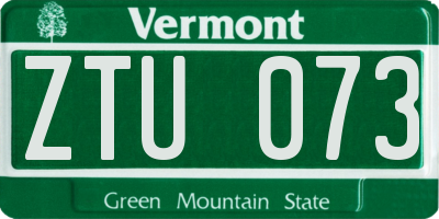 VT license plate ZTU073