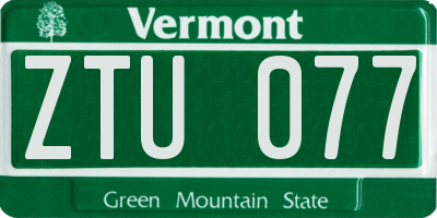 VT license plate ZTU077