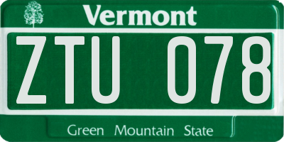 VT license plate ZTU078