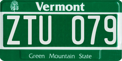 VT license plate ZTU079