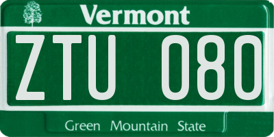 VT license plate ZTU080