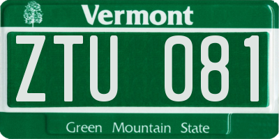 VT license plate ZTU081