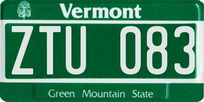 VT license plate ZTU083