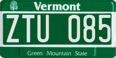 VT license plate ZTU085