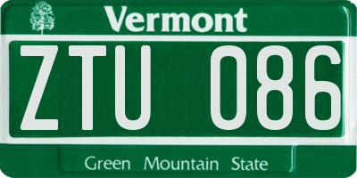 VT license plate ZTU086