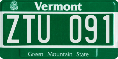 VT license plate ZTU091