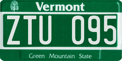 VT license plate ZTU095