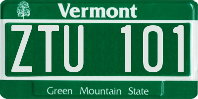 VT license plate ZTU101