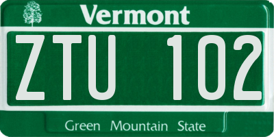 VT license plate ZTU102