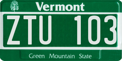 VT license plate ZTU103