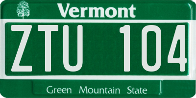 VT license plate ZTU104