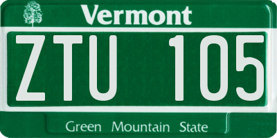 VT license plate ZTU105