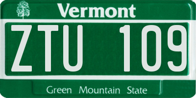 VT license plate ZTU109