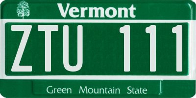 VT license plate ZTU111