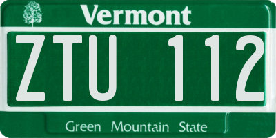VT license plate ZTU112