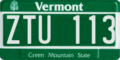 VT license plate ZTU113
